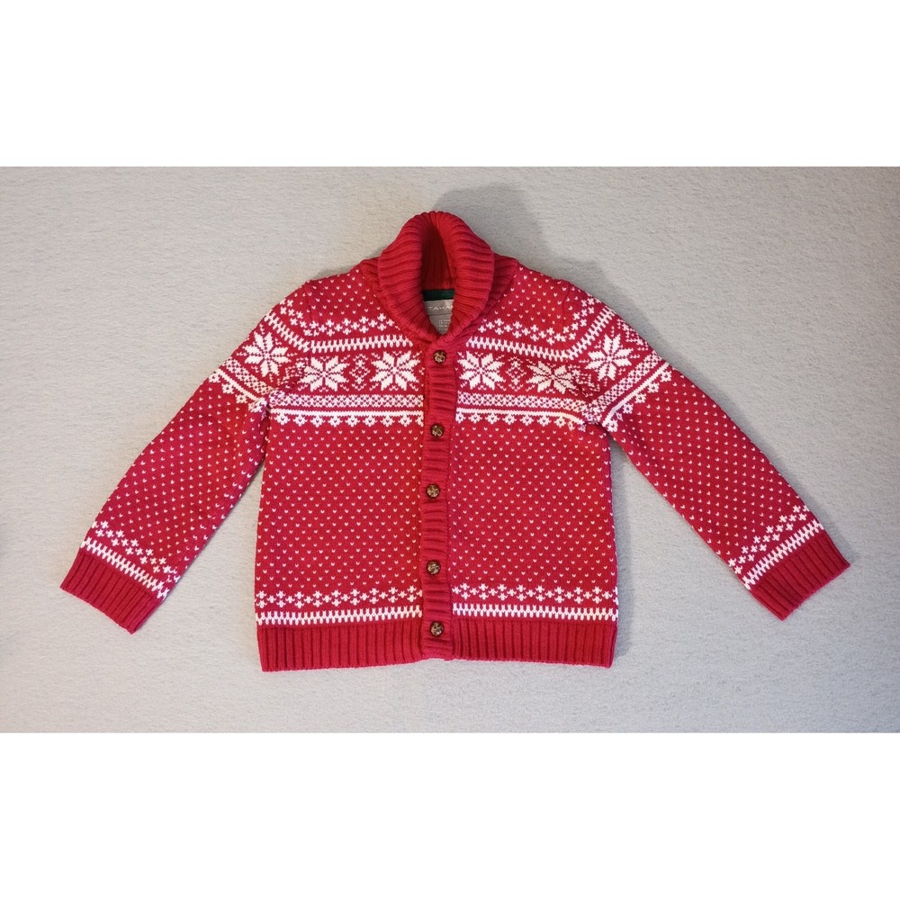 Tahari Baby Fair Isle Red Holiday Winter Buttoned Collared Sweater 24M‎
